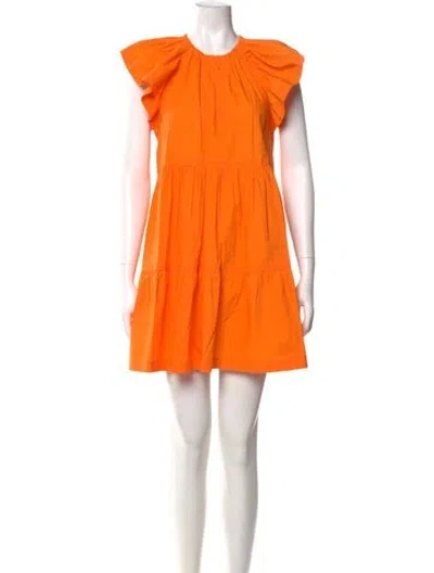 Pre-owned Marie Oliver Crew Neck Mini Dress In Orange