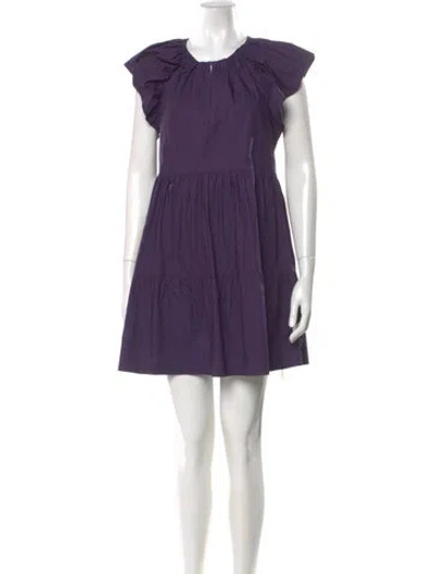 Pre-owned Marie Oliver Crew Neck Mini Dress In Purple