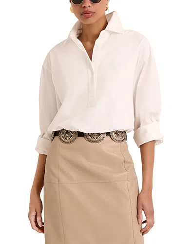 Marie Oliver Dallas Cotton Button Front Top In Gray