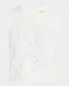 Marie Oliver Davis Eyelet Embroidered Crop Shell In Oyster