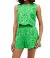 Marie Oliver Davis Floral Embroidery Top In Emerald Green In Green