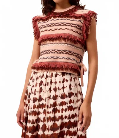 Marie Oliver Desmond Fringe Trim Sleeveless Sweater In Brown