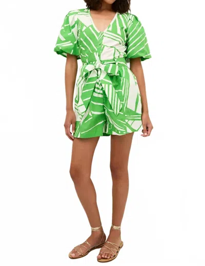 MARIE OLIVER DEVIN BUTTON-FRONT V-NECK ROMPER IN VERDANT