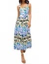 Marie Oliver Dixon Sleeveless Square-neck Midi Dress In Blue