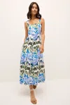 Marie Oliver Dixon Sleeveless Square-neck Midi Dress In Blue