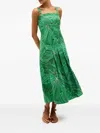 Marie Oliver Dixon Leaf-print Midi Dress In Green