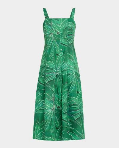 MARIE OLIVER DIXON PLEATED LINEN-COTTON MIDI DRESS