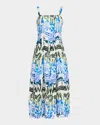 Marie Oliver Dixon Sleeveless Square-neck Midi Dress In Blue