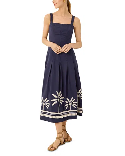 Marie Oliver Dixon Square Neck Midi Dress In Blue
