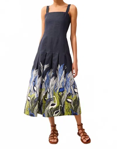 Marie Oliver Dixon Stitched-down Box Pleats Dress In Heron In Multi