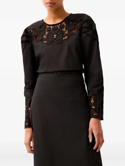 Marie Oliver Dori Lace Long-sleeve Blouse In Black