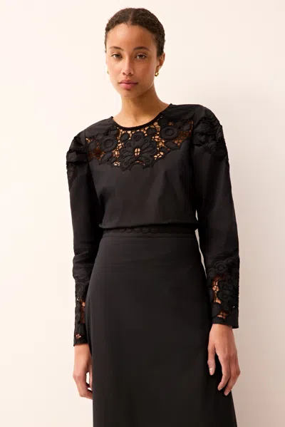 Marie Oliver Dori Lace Long-sleeve Blouse In Black