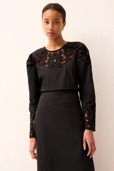 Marie Oliver Dori Lace Long-sleeve Blouse In Black