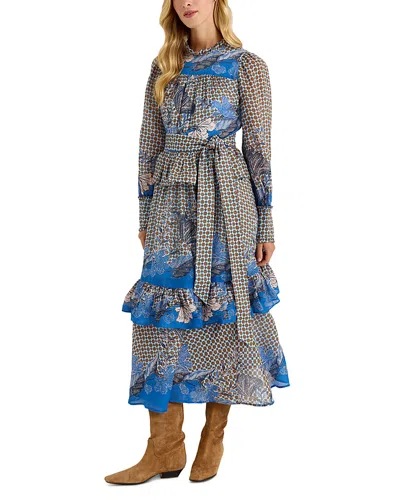 Marie Oliver Eleanor Tiered Ruffle Trim Dress In Gray