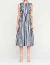 Marie Oliver Elenora Sleeveless Striped Cotton Midi Dress In White