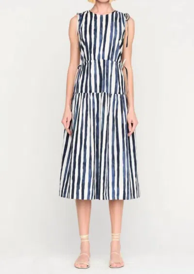 Marie Oliver Elenora Sleeveless Striped Cotton Midi Dress In Blazer