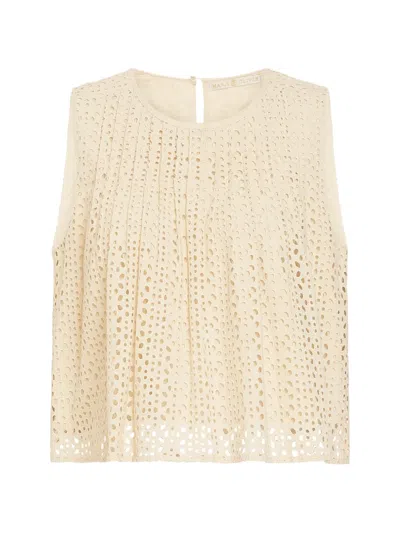 Marie Oliver Eletta Eyelet Top In Brown