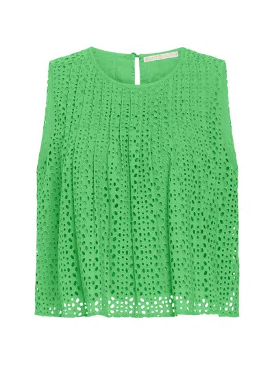 Marie Oliver Eletta Eyelet Top In Green