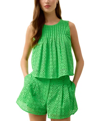 Marie Oliver Eletta Eyelet Top In Green