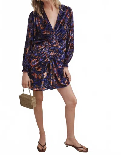 Marie Oliver Eliza Smocked Velvet-flocked Mini Dress In Black