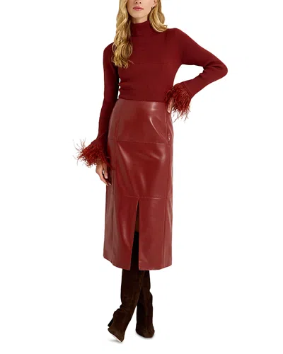 Marie Oliver Elliott Straight Faux Leather Skirt In Brown