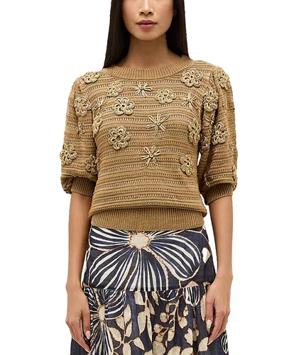 Marie Oliver Ellison Flower Sweater In Luster
