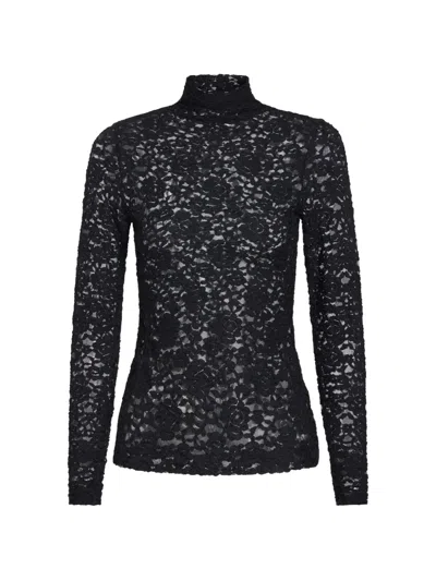 Marie Oliver Eloise Lace-knit Top In Black