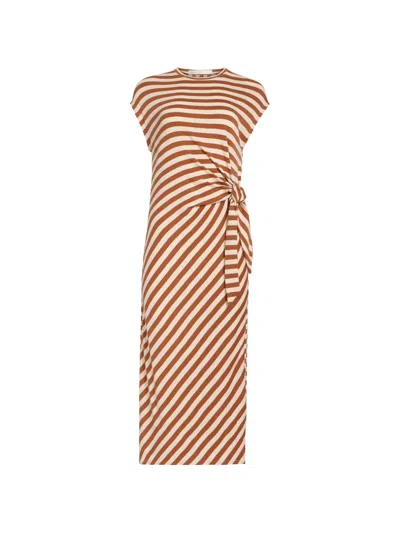 Marie Oliver Elowyn Striped Tie-waist Midi Dress In Red