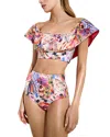 Marie Oliver Emily Ruffle-detail Swim Top In Punch