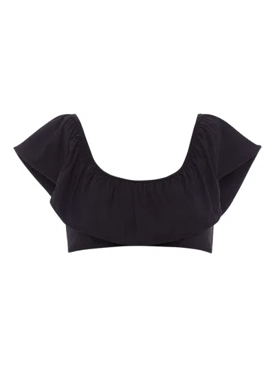 Marie Oliver Emily Ruffle-detail Swim Top In Black