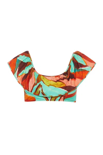Marie Oliver Emily Swim Top In Tropical Coral In Multi