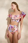 Marie Oliver Emily Ruffle-detail Swim Top In Punch