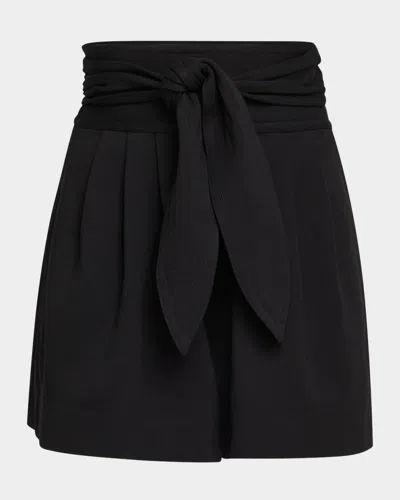 Marie Oliver Emmit Pleated Tie-waist Shorts In Black