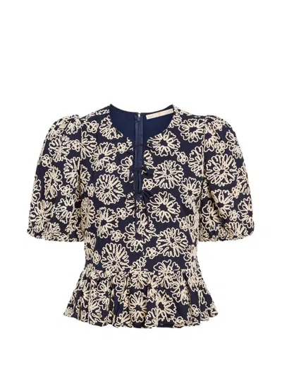 Marie Oliver Estella Floral Puff-sleeve Blouse In Multi