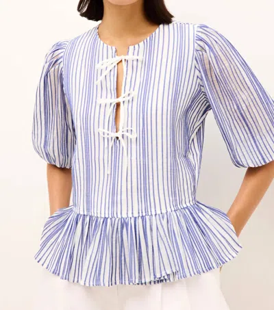 Marie Oliver Estella Front Tie Top In Dazzling Stripe In Multi
