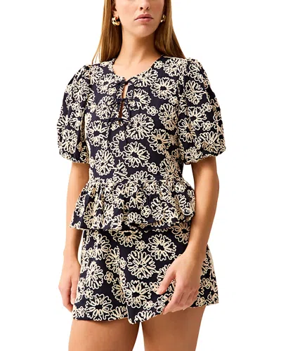 Marie Oliver Estella Floral Puff-sleeve Blouse In Multi