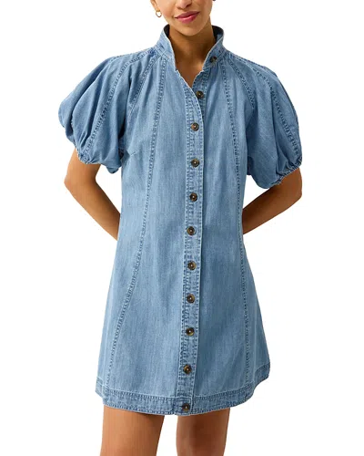 Marie Oliver Esther Puffed Sleeve Dress In Blue
