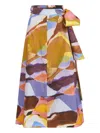 Marie Oliver Estine Watercolor-print Cotton Midi Wrap Skirt In Green