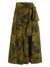 Marie Oliver Estine Leaf-print Wrap Skirt In Green