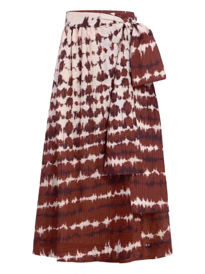 Marie Oliver Estine Tie-dye Wrap Midi Skirt In Brown