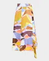 Marie Oliver Estine Watercolor-print Cotton Midi Wrap Skirt In Opalstone