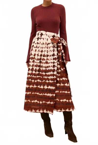 MARIE OLIVER ESTINE WRAP MIDI SKIRT IN CATALONIA