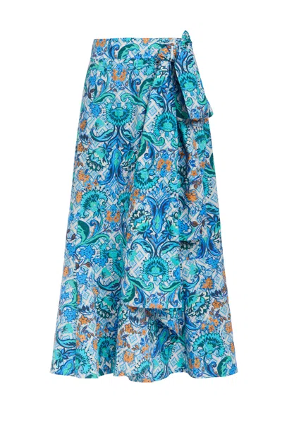 Marie Oliver Estine Wrap Skirt In Blue
