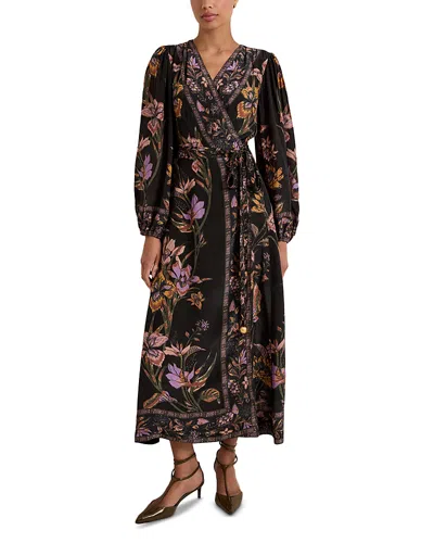 Marie Oliver Everette Belted Midi Wrap Dress In Black