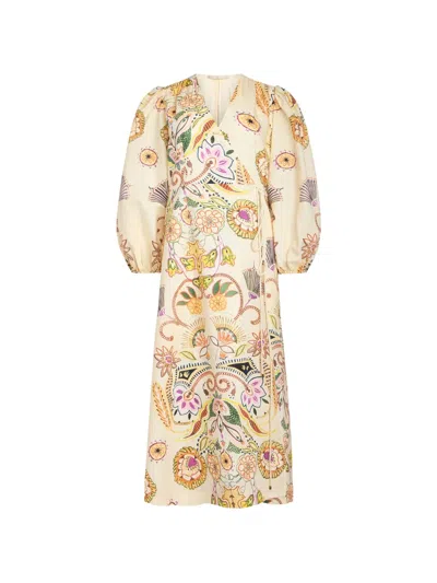 Marie Oliver Everette Puff-sleeve Floral Dress In Multi