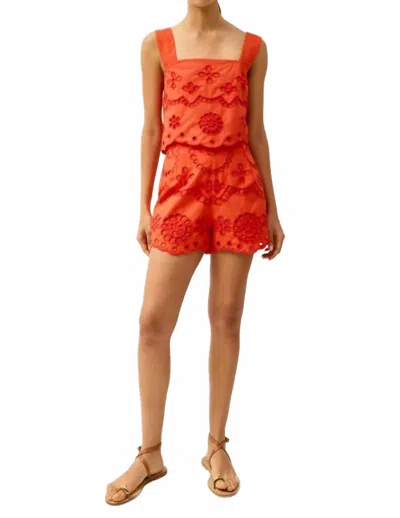 Marie Oliver Fable Shorts With Scalloped Hem In Cardinal In Red
