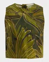 Marie Oliver Fallon Boxy Palm Leaf-print Crop Top In Green