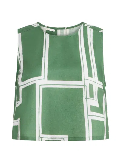 Marie Oliver Fallon Geometric-print Top In Green