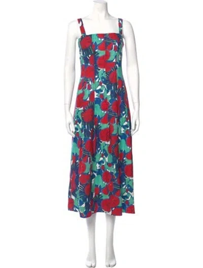 Pre-owned Marie Oliver Floral Print Long Dress W/ Tags In Blue