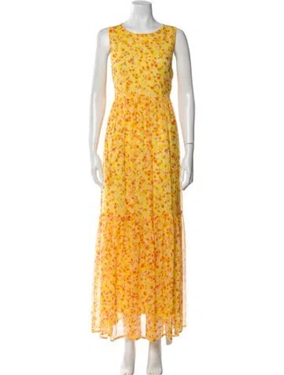 Pre-owned Marie Oliver Floral Print Long Dress In Yellow